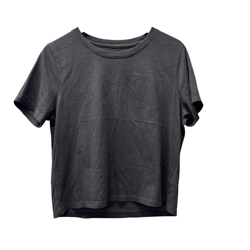 Quince Boxy Crewneck Tee Womens M 100% Organic Cotton True Black Basic Crop Fit